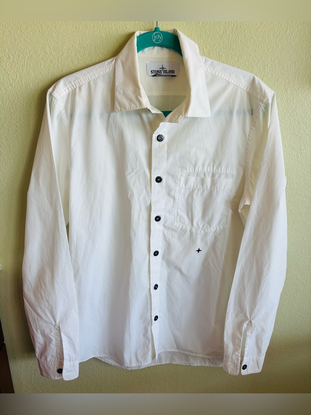 Stone Island White Logo Polo Long Sleeve Shirt Size: Large
